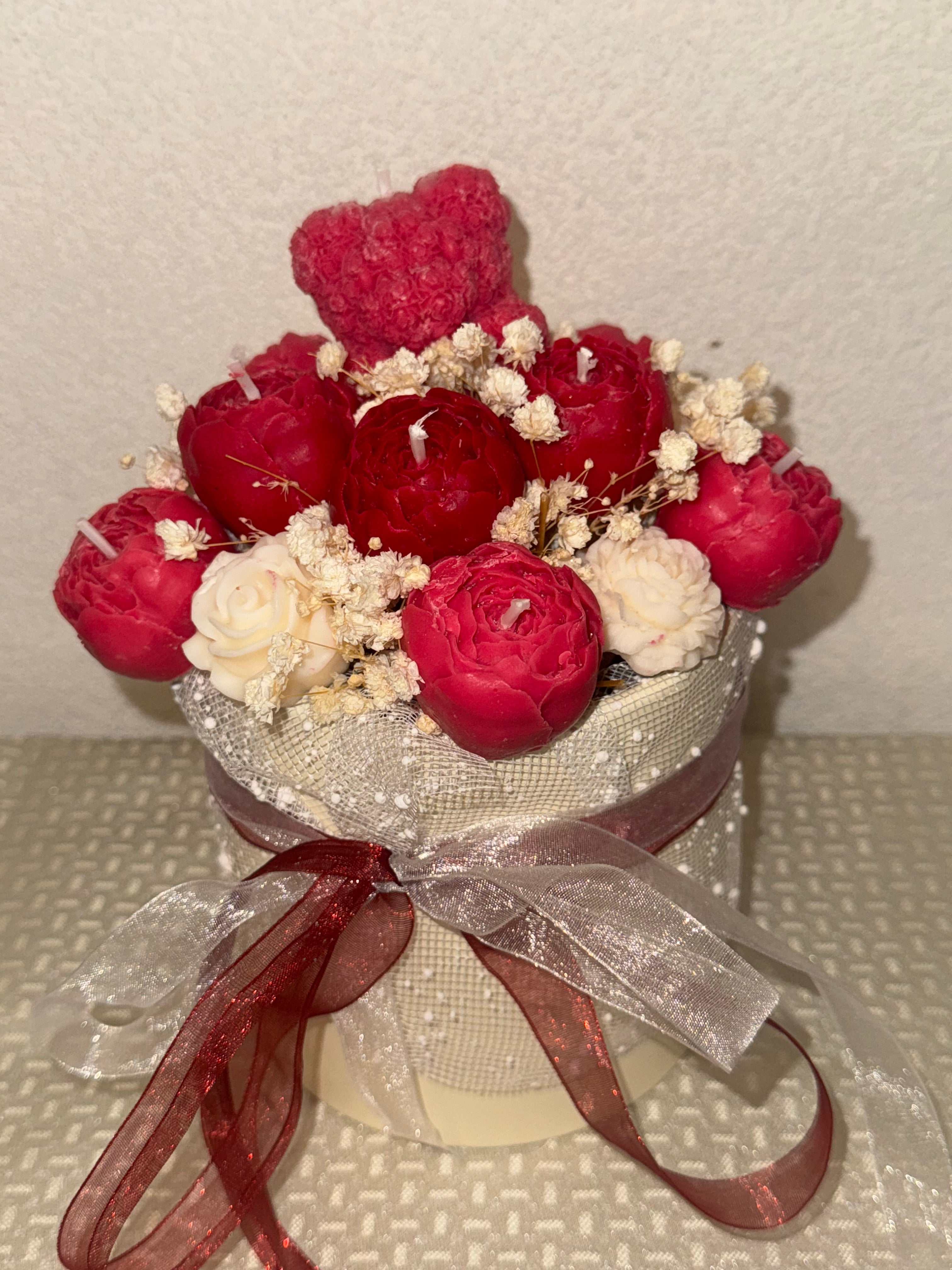 Bouquet en cire végétal, pivoine