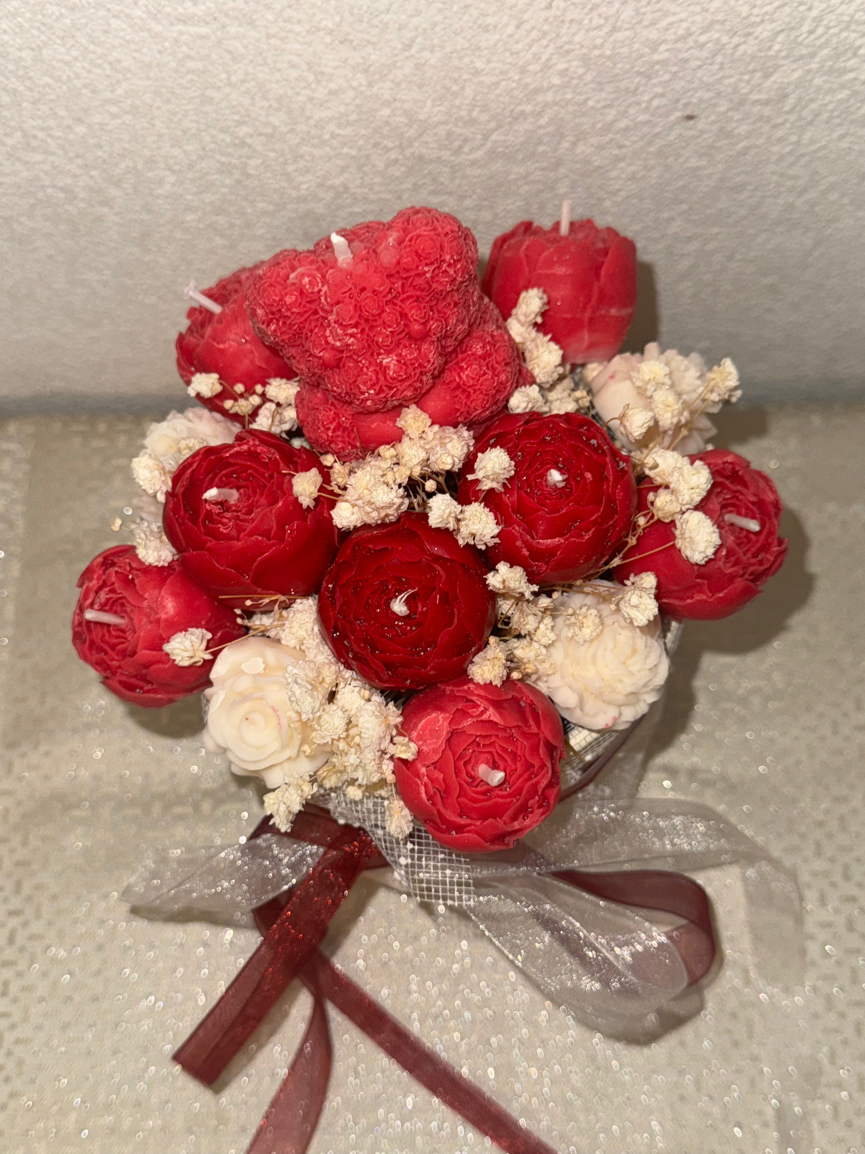 Bouquet en cire végétal, pivoine