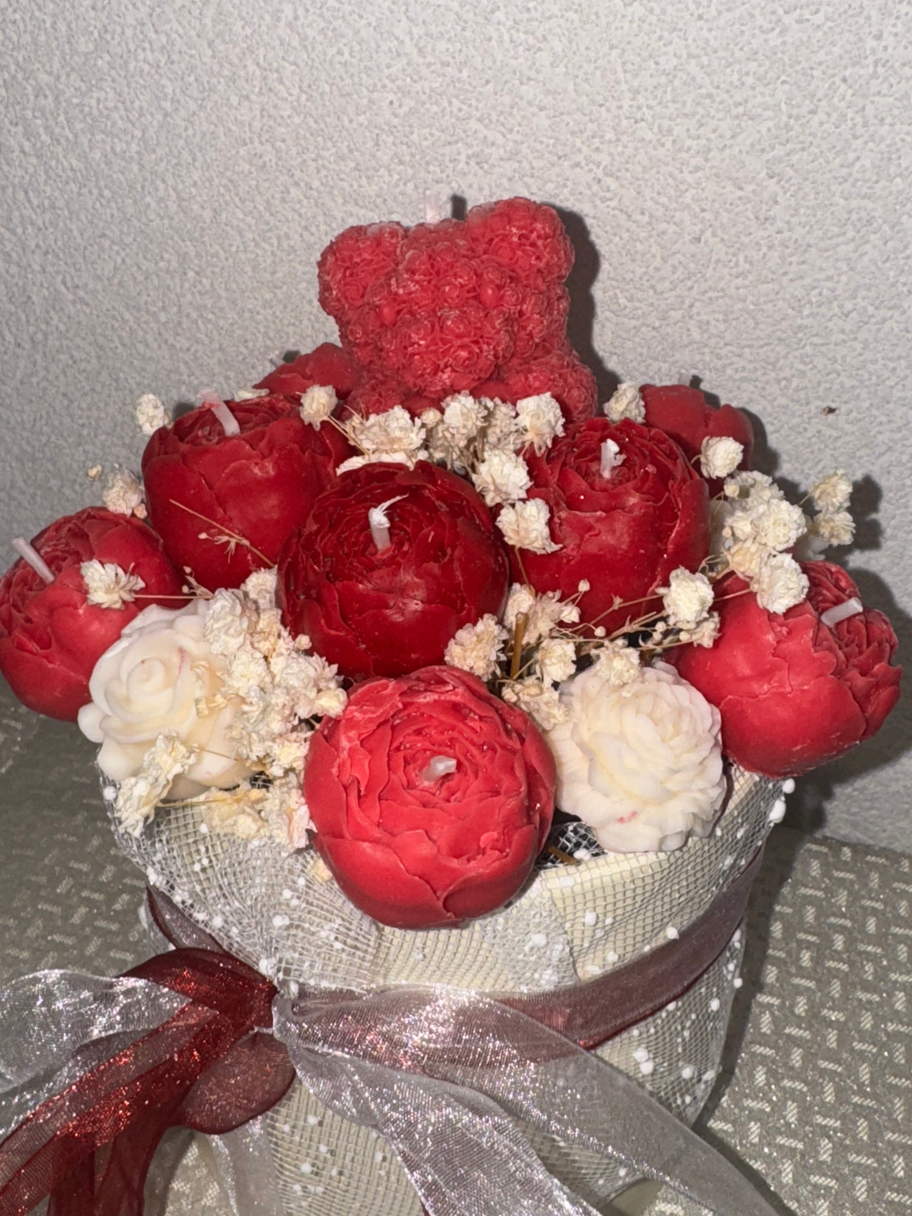 Bouquet en cire végétal, pivoine