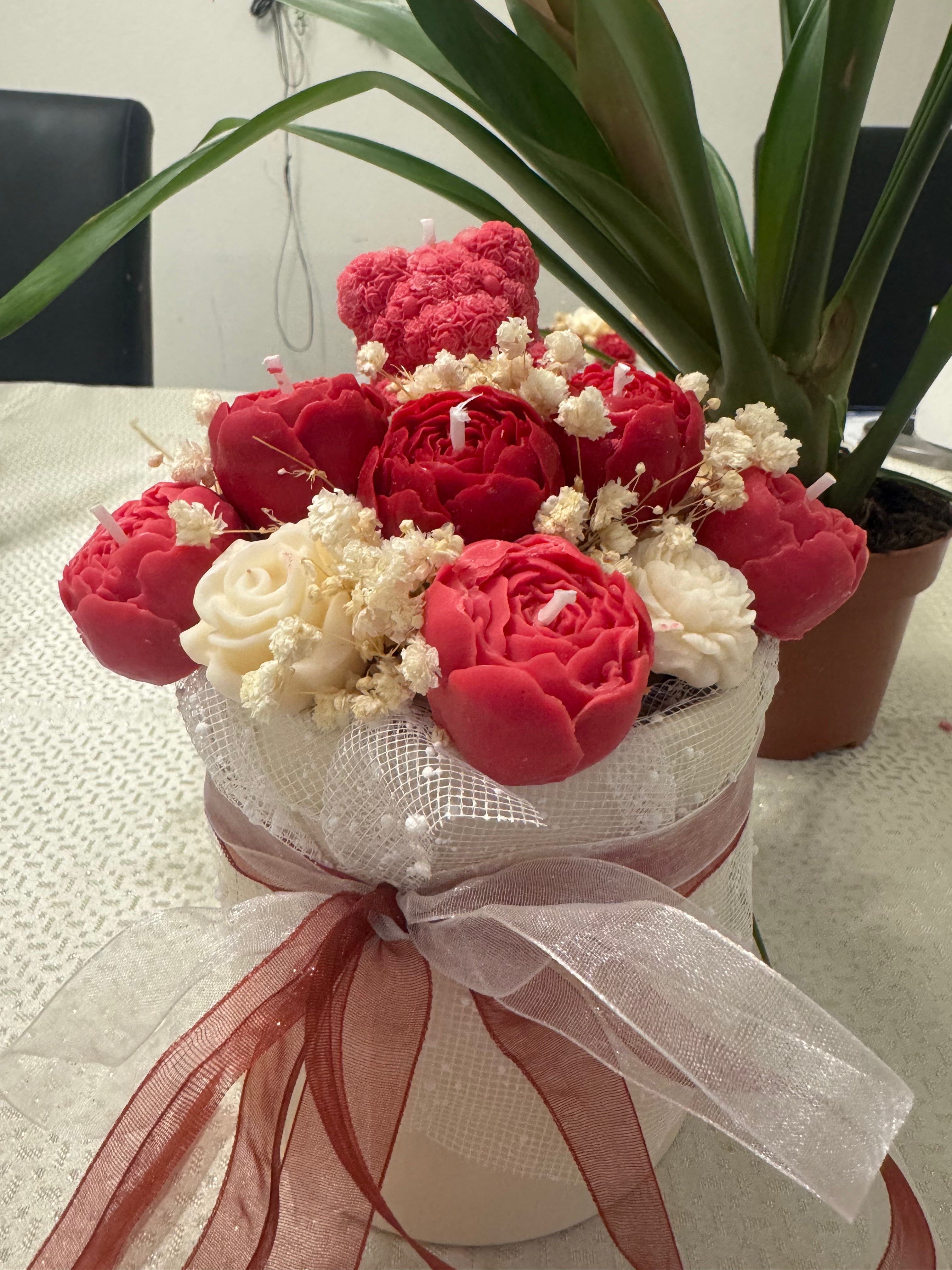 Bouquet en cire végétal, pivoine