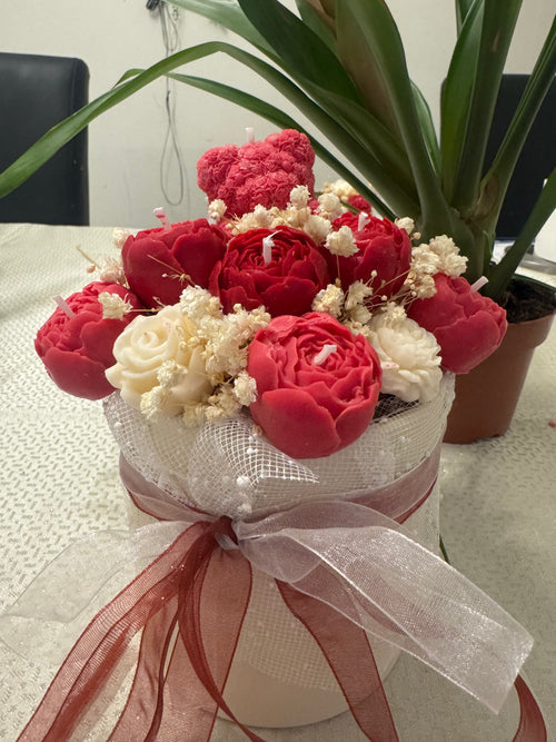 Bouquet en cire végétal, pivoine